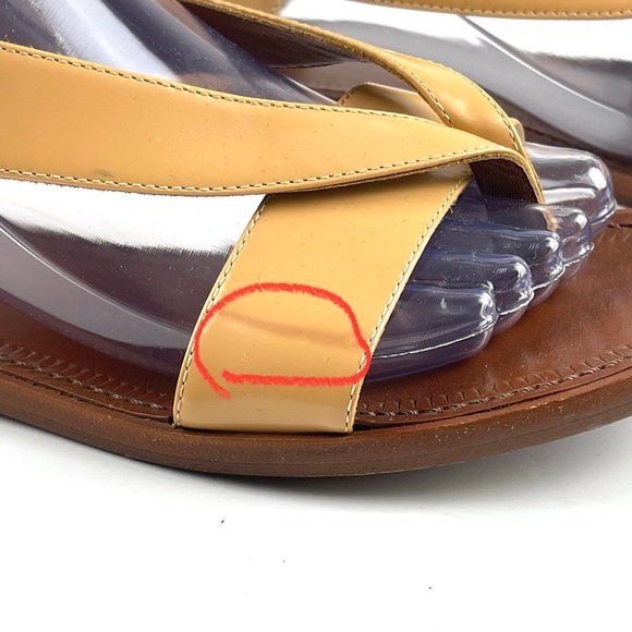 Bottega Veneta Beige Leather V Strap Flat Sandals Size 38 (7US) - Picture 11 of 12